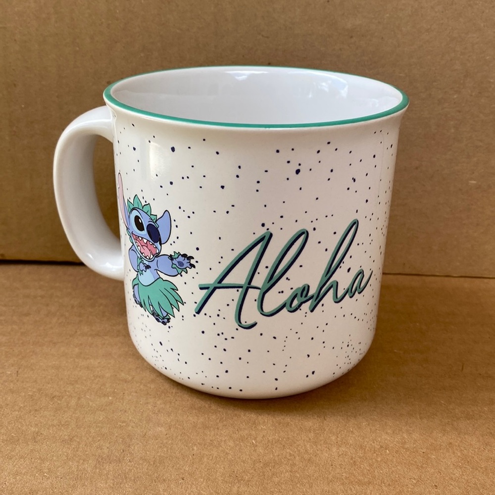 Disney Lilo & Stitch Aloha Hula Ceramic Camper Coffee Mug NEW